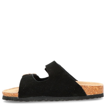 Skórzane klapki na korku - FILIPPO DK7061/25 CZARNE