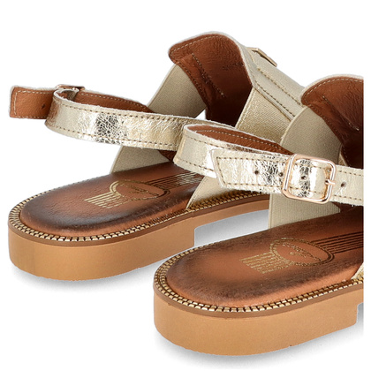 Płaskie sandały ze skóry - LEMAR 40385 ZŁOTE