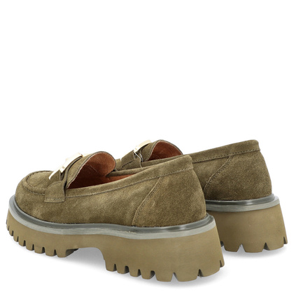 Zamszowe półbuty z klamrą - FILIPPO DP4916/23 KHAKI