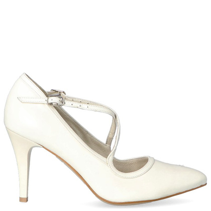 Ślubne szpilki z paskami - TYMOTEO BARA PERŁOWE ECRU