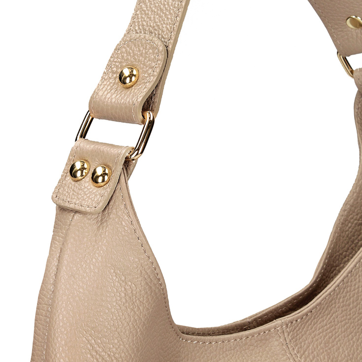 Torebka worek ze skóry - TOSCANIO F118 BEŻOWA