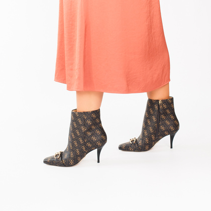 Botki na szpilce premium - GUESS SILENE2 FL8SILLEA10 BRĄZOWE