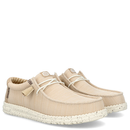 Lekkie mokasyny męskie - HEY DUDE WALLY STRETCH SOX BEŻOWE