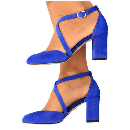 Taneczne czółenka ze skóry - KOTYL 7075 CHABROWE NIEBIESKIE