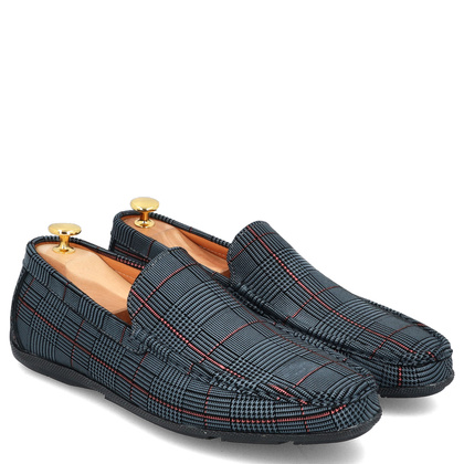 Eleganckie mokasyny męskie - JOHN DOUBARE 628A-H-888 SZARE