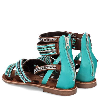 Sandały damskie gladiatorki - LAZAMANI LA75393 TURKUSOWE