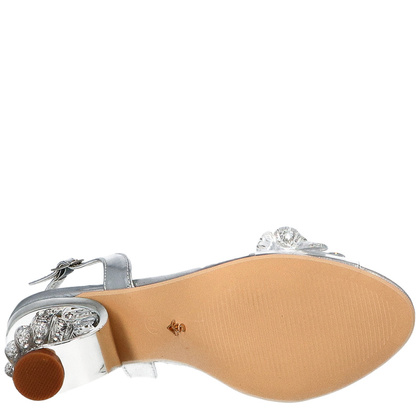 Sandały na modnym obcasie - SCAVIOLA H-05 SREBRNE