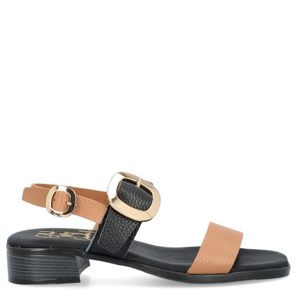 Eleganckie sandały ze skóry - OH! MY SANDALS 5609 CZARNO BRĄZOWE