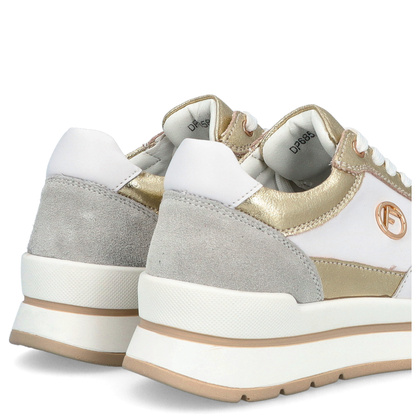 Skórzane sneakersy damskie - FILIPPO DP6858/25 BIAŁO-ZŁOTE