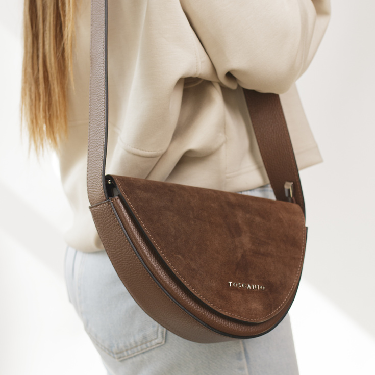 Torebka damska ze skóry - TOSCANIO G87 BRĄZOWA