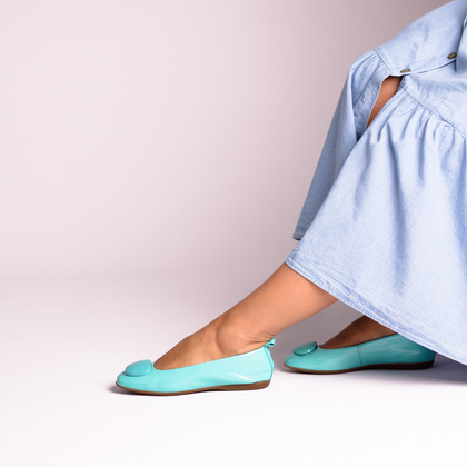 Hiszpańskie baleriny ze skóry lakierowanej - WONDERS A-86120 MORSKIE