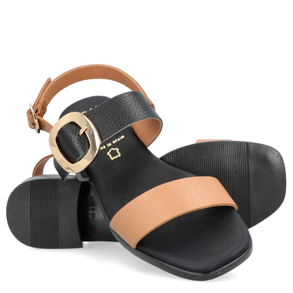 Eleganckie sandały ze skóry - OH! MY SANDALS 5609 CZARNO BRĄZOWE