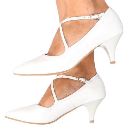 Pełne czółenka z paskami - TYMOTEO BARG PERŁOWO BIAŁE