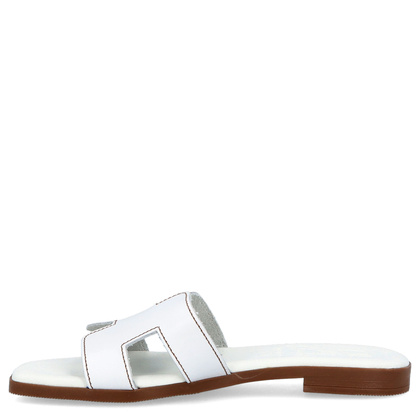 Wygodne klapki ze skóry - OH! MY SANDALS 5566 BIAŁE