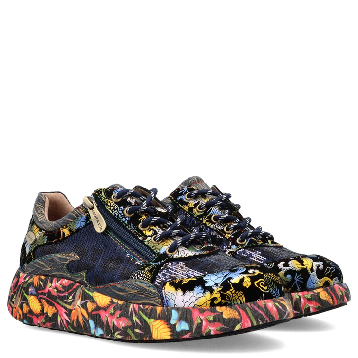 Zdobne sneakersy damskie - LAURA VITA NIKITO 09 GRANATOWE