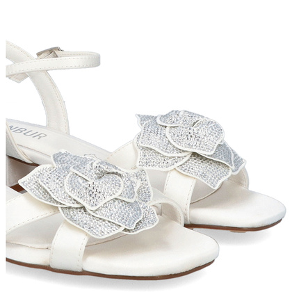 Niskie sandały ślubne - MENBUR 25656 BIAŁE