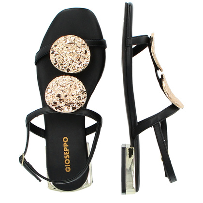 Skórzane sandałki z ozdobami - GIOSEPPO 72364 CZARNE