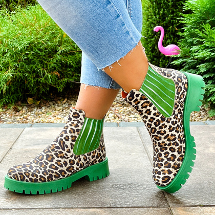 Kolorowe sztyblety - TYMOTEO A1001 PANTERA ZIELONY