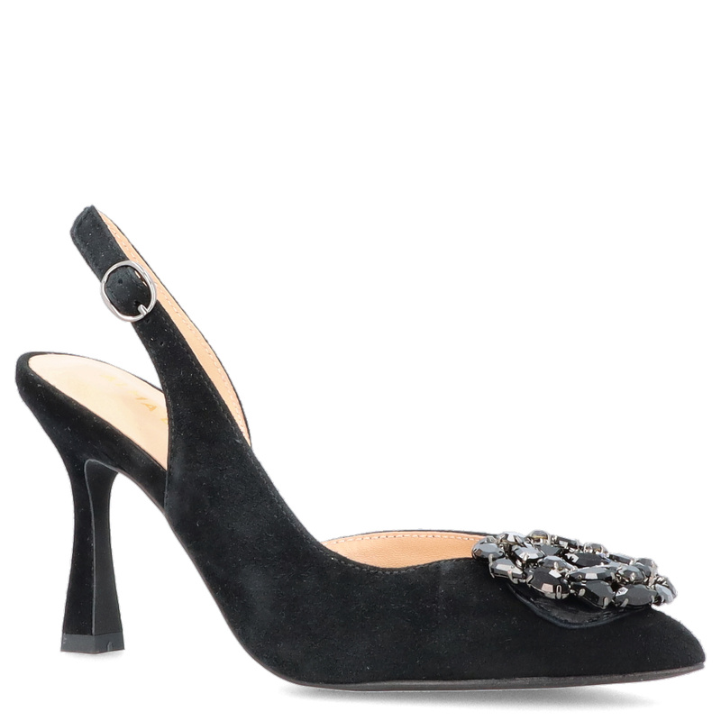 Hiszpańskie szpilki z odkrytą piętą - ALMA EN PENA V250621 CZARNE