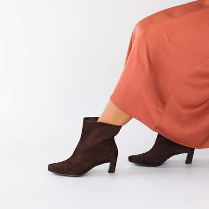 Skórzane botki na obcasie - TYMOTEO G1076 CZEKOLADOWE