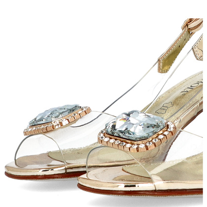 Silikonowe sandały na modnym obcasie - SCAVIOLA S-352 ZŁOTE