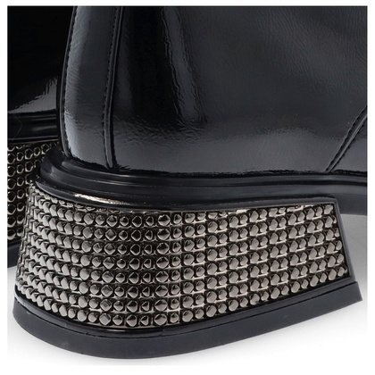 Eleganckie lakierowane botki - FILIPPO DBT6003/24 CZARNE