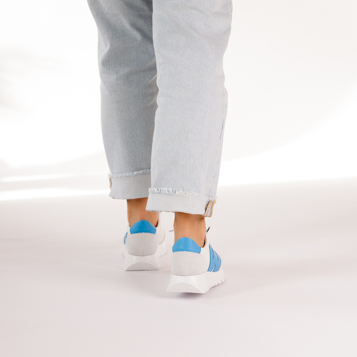 Hiszpańskie sneakersy premium - WONDERS A-2476 SZARO-NIEBIESKIE