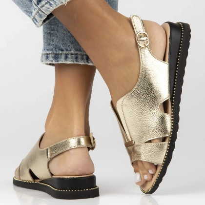 Lekkie sandały ze skóry - FILIPPO DS4470/25 ZŁOTE