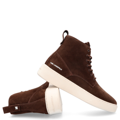 Trampki męskie za kostkę - KARL LAGERFELD FLINT KL53352A BRĄZOWE