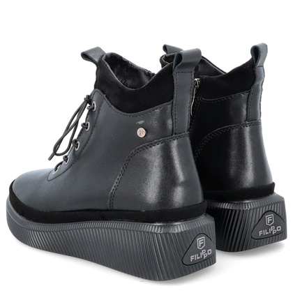 Skórzane sneakersy damskie - FILIPPO DBT4799/24 CZARNE