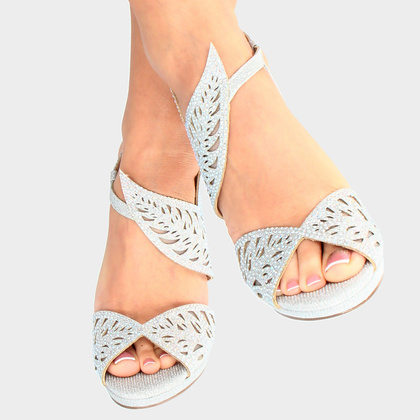 Sandały z asymetryczną cholewką - MENBUR 23938 SREBRNE