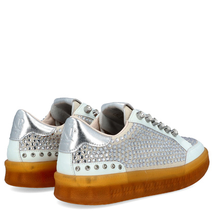 Błyszczące sneakersy damskie - EKP 3929K BIAŁE