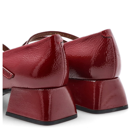 Skórzane czółenka z paskami - WONDERS D-1901 BORDOWE