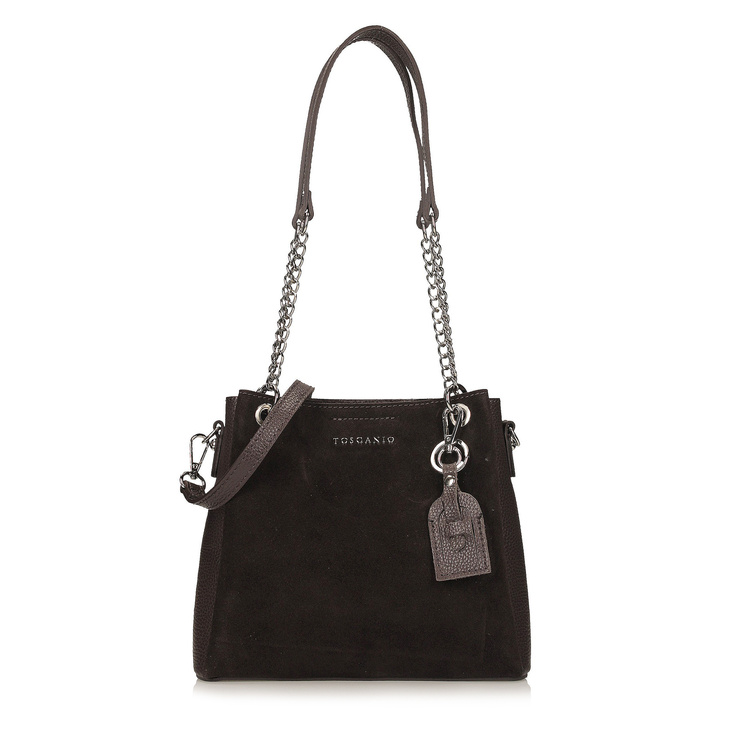 Damska torebka ze skóry - TOSCANIO G141 CIEMNY BRĄZ