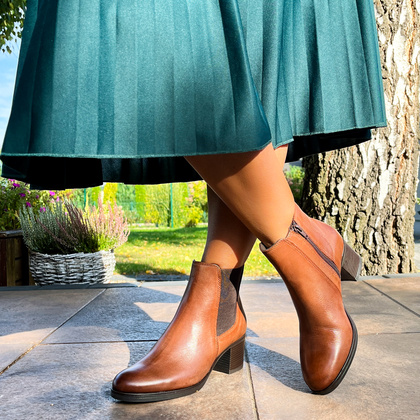 Wygodne botki ze skóry - PARROTTO WH70H04 BRĄZOWE