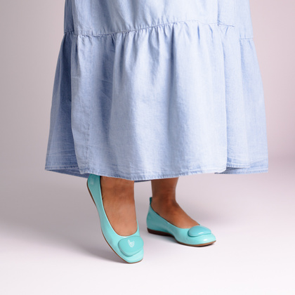 Hiszpańskie baleriny ze skóry lakierowanej - WONDERS A-86120 MORSKIE