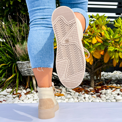 Ocieplane sneakersy za kostkę - FILIPPO DBT6461/24 BEŻOWE