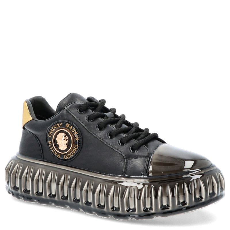 Skórzane sneakersy męskie - JOHN DOUBARE CC2881 CZARNE