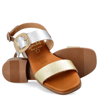 Eleganckie sandały ze skóry - OH! MY SANDALS 5609 ZŁOTO SREBRNE