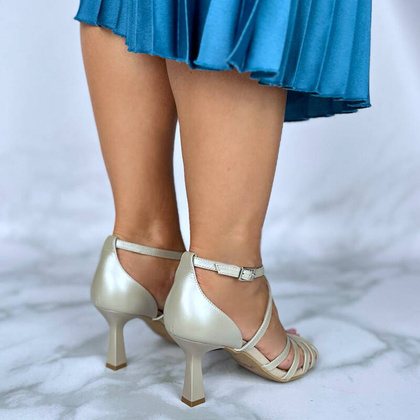 Skórzane sandałki do tańca - KOTYL 4370 PERŁOWE