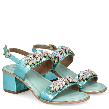 Eleganckie sandały ze skóry - BOTTEGA SMERALDA 3LN24C NIEBIESKIE