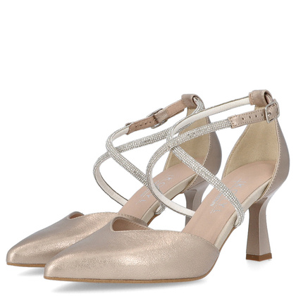 Szpilki ślubne z błyszczącymi paseczkami - KOTYL 3713 ZŁOTE