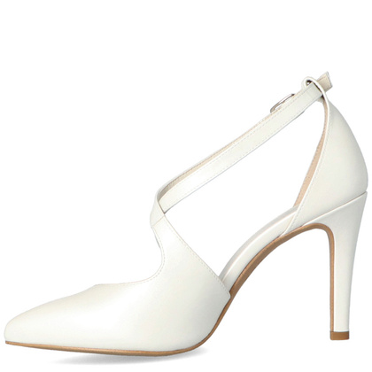 Ślubne szpilki z paskami - KOTYL 7317 BIAŁE PERŁOWE