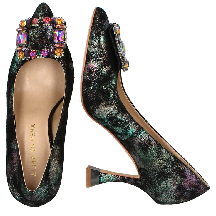 Hiszpańskie szpilki z ozdobą - ALMA EN PENA I250434 CZARNE