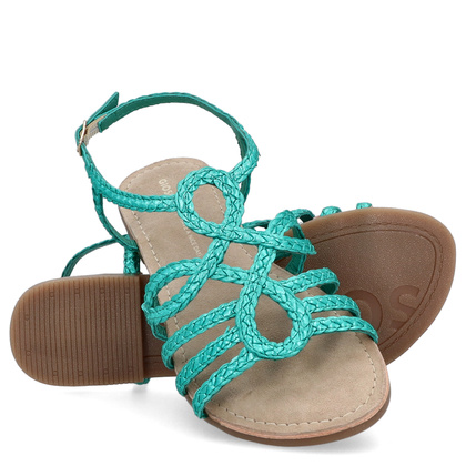 Skórzane płaskie sandałki - GIOSEPPO 71746 TURKUSOWE