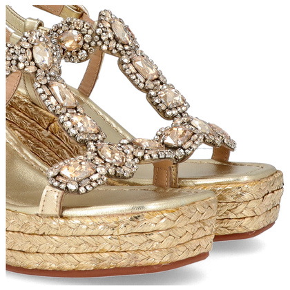 Hiszpańskie sandały na koturnie - ALMA EN PENA V251270 ZŁOTE