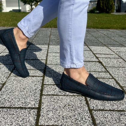 Eleganckie mokasyny męskie - JOHN DOUBARE 628A-H-888 SZARE