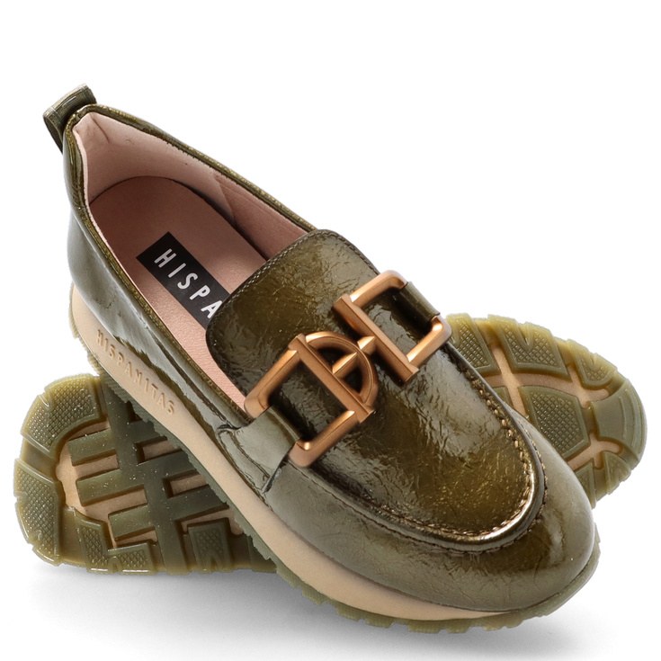 Hiszpańskie półbuty lakierowane - HISPANITAS HI254386 KHAKI