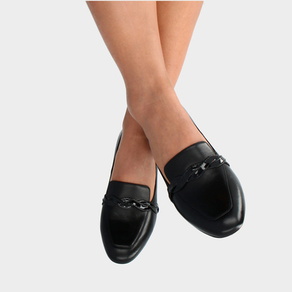 Skórzane półbuty na obcasie - KOTYL 2913 CZARNE