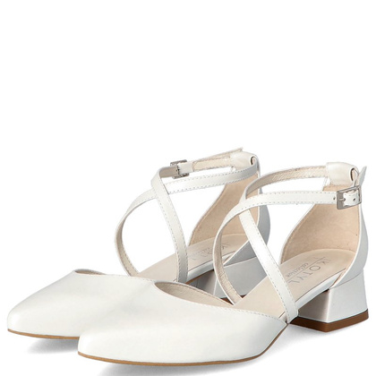 Czółenka ślubne na 4 cm obcasie - KOTYL 9917 ECRU PERŁOWE